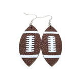 Football themed leather teardrop dangle earrings